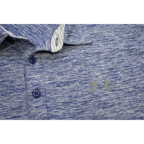 Under Armour Golf Polo HeatGear Loose Marled Blue Athletic Golf Shirt Mens XL - Picture 6 of 9